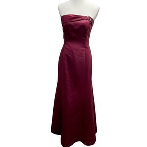 Gunne Sax Jessica McClintock prom formal dress. strapless maxi long burgundy red